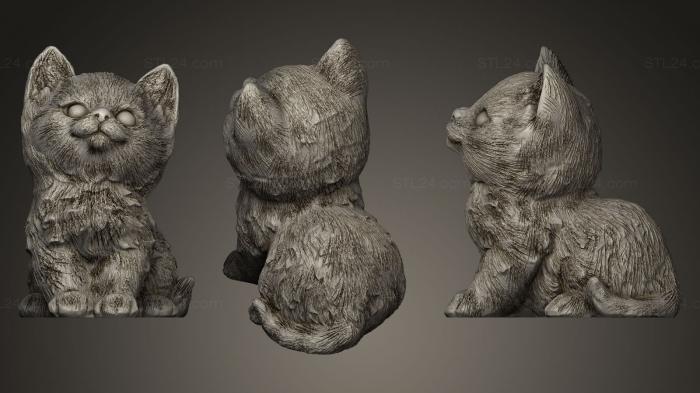 Статуэтки животных (Китти с шерстью, STKJ_0075) 3D модель для ЧПУ станка